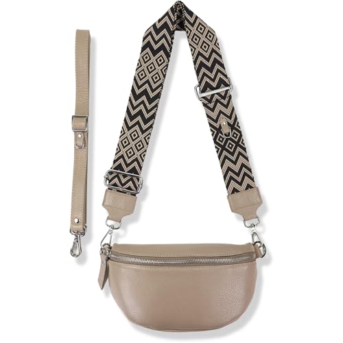 Blade Bauchtasche Damen Echtleder, stylisch Umhängetasche Damen, Crossbody Bag Damen mit 2 abnehmbaren verstellbaren Schultergurten - Brusttasche für Frauen-Beige (Klein/OPT-1) von Blade