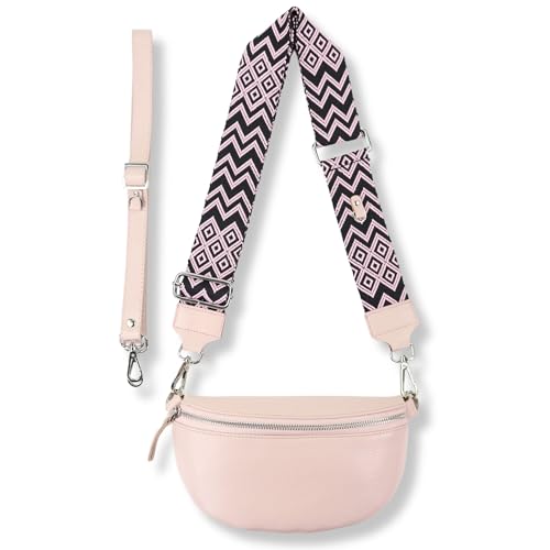 Blade Bauchtasche Damen Echtleder, stylisch Umhängetasche Damen, Crossbody Bag Damen mit 2 abnehmbaren verstellbaren Schultergurten - Brusttasche für Frauen-PINK (Klein/OPT-1) von Blade