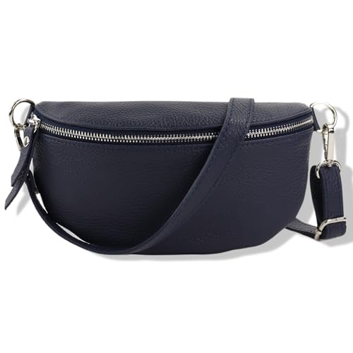 Blade Bauchtasche Damen Echtleder, stylische Gürteltasche Damen mit Leder abnehmbaren & verstellbaren Breiten Gürtel, Crossbody Bag Damen, Hochwertige Brusttasche für Frauen-Navy von Blade