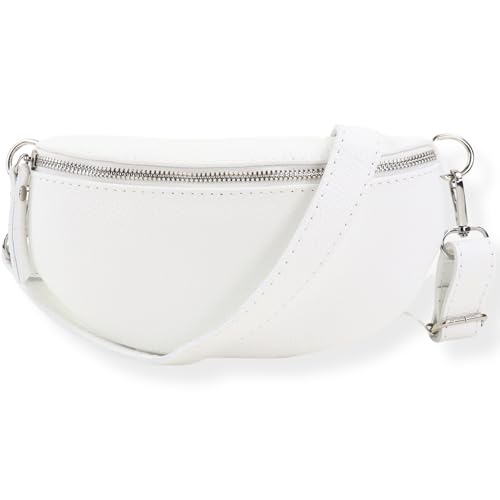 Blade Bauchtasche Damen Echtleder, stylische Gürteltasche Damen mit Leder abnehmbaren & verstellbaren Breiten Gürtel, Crossbody Bag Damen, Hochwertige Brusttasche für Frauen-WEIß von Blade