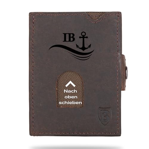 Blade Personalisiertes Kartenetui für 6-8 Karten - Mini Wallet mit RFID-Schutz für Herren/Damen - Personalisierter Echtleder Kreditkartenhalter - Slim Portmonee Geldbeutel - Card Holder-DKL Tobacco von Blade