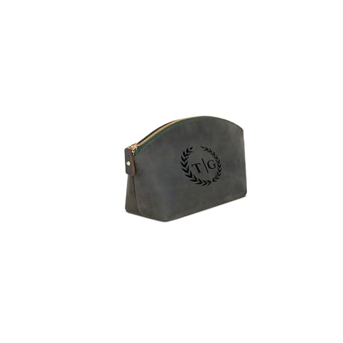 Personalisierbare Kosmetiktasche für Damen aus echtem Leder - Stilvolle Lederschminktasche, Kulturbeutel, Reise-Make-up-Koffer, Individualisierbare Make-up-Tasche als Geschenk - Geschenk Grün von Blade