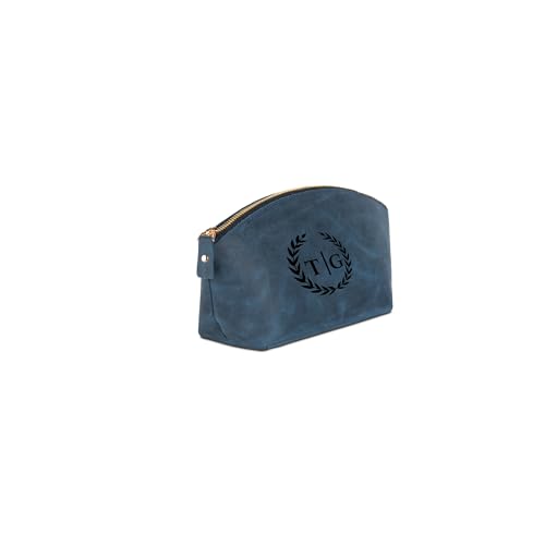 Personalisierbare Kosmetiktasche für Damen aus echtem Leder - Stilvolle Lederschminktasche, Kulturbeutel, Reise-Make-up-Koffer, Individualisierbare Make-up-Tasche als Geschenk - Navy Personalisierbare Kosmetiktasche für Damen aus echtem Leder - Stilvolle Lederschminktasche, Kulturbeutel, Reise-Make-up-Koffer, Individualisierbare Make-up-Tasche als Geschenk - Navy von Blade