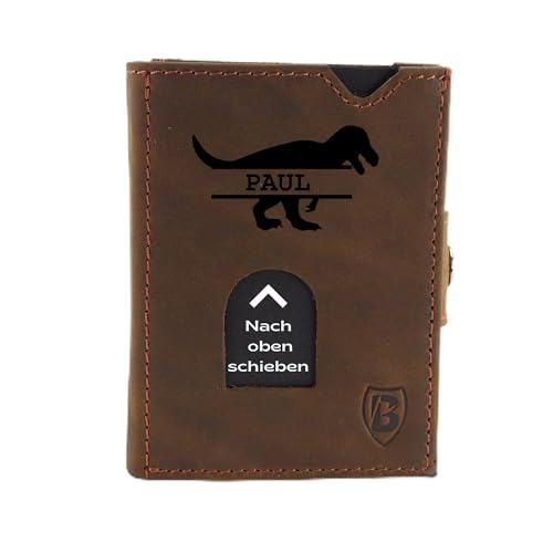 Personalisiertes Kartenetui für 6-8 Karten - Mini Wallet mit RFID-Schutz für Herren / Damen - Personalisierter Echtleder Kreditkartenhalter - Slim Portmonee Geldbeutel - Credit Card Holder-Tobacco von Blade