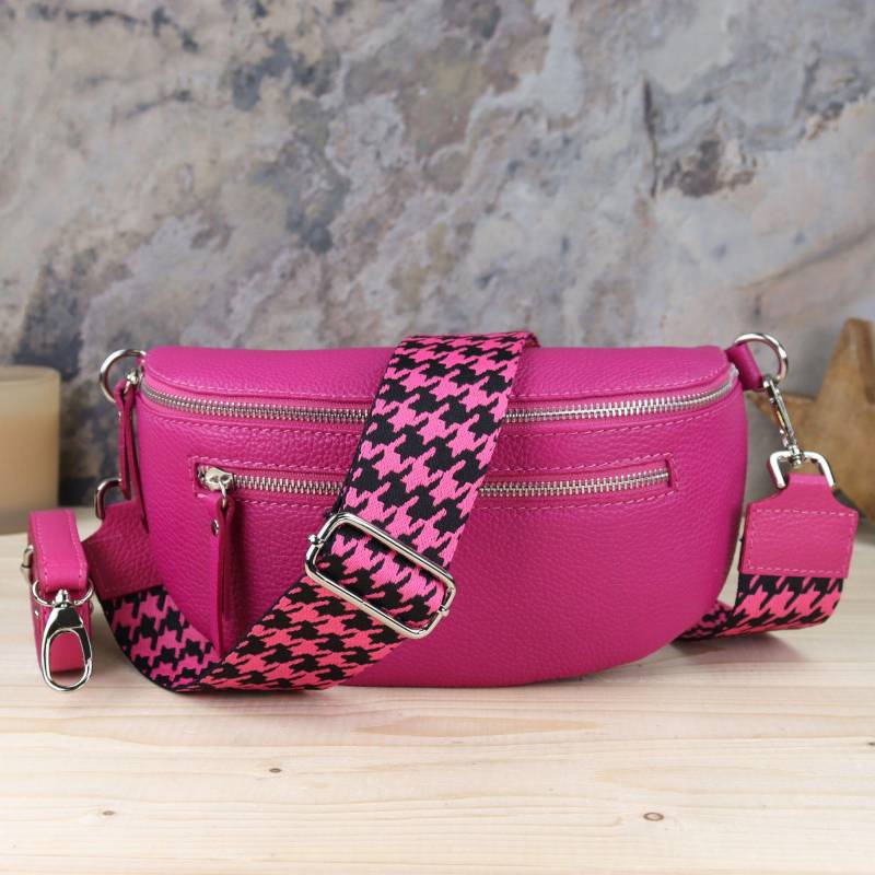 Crossbody Und Gürteltasche Mit Gemusterten Riemen, Umhängetasche Bauchtasche Reißverschluss, Leder Gürteltasche, Weihnachtsgeschenk Sie von BladeLeather