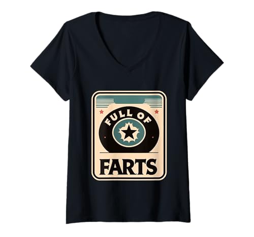 Damen Full of Farts Verdauungsgaswitz ||- T-Shirt mit V-Ausschnitt von Blähungen Humorgas lacht