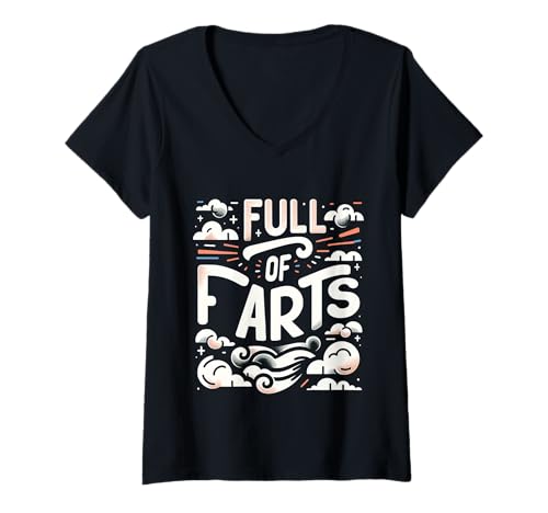Damen Full of Farts Verdauungsgaswitz |||- T-Shirt mit V-Ausschnitt Damen Full of Farts Verdauungsgaswitz |||- T-Shirt mit V-Ausschnitt von Blähungen Humorgas lacht