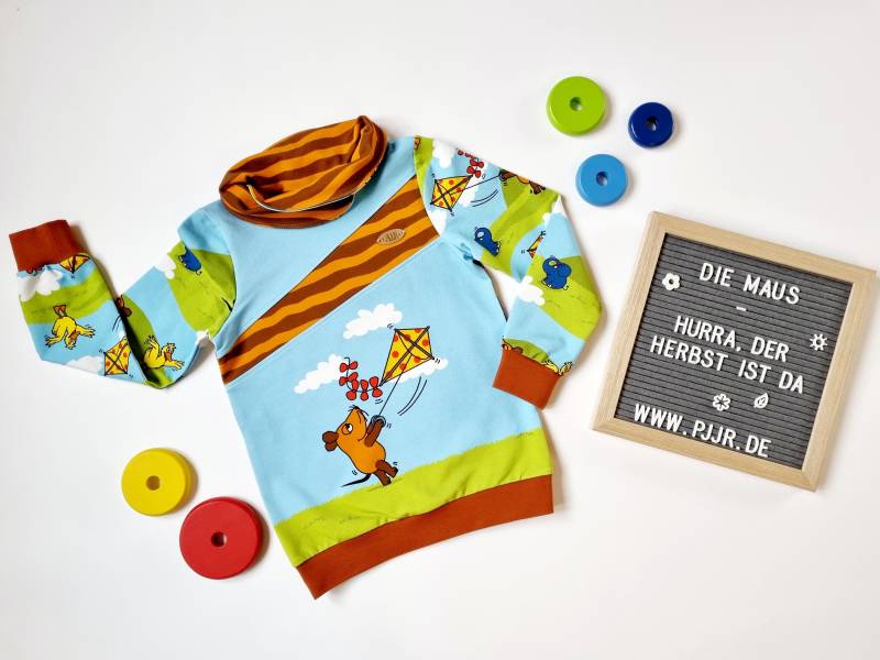 Pullover, Die Maus - Hurra, Der Herbst Ist Da, Sweat, Sweatshirt, Drache, Bunt, Stehkragen, Verschiedene Größen von Blagenwerk