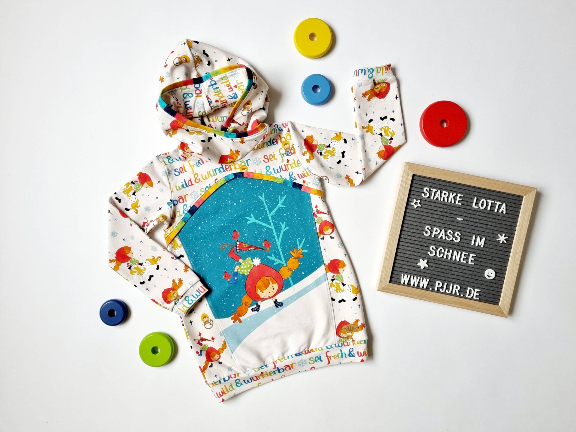 Schneller Versand Hoodie, Pullover, Sweat, Sweatshirt, Pippi, Lotta - Spass Im Schnee, Sei Frech Und Wild Wunderbar, | 104/110 von Blagenwerk