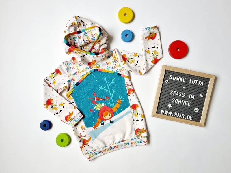 Schneller Versand Hoodie, Pullover, Sweat, Sweatshirt, Pippi, Lotta - Spass Im Schnee, Sei Frech Und Wild Wunderbar, | 104/110 von Blagenwerk