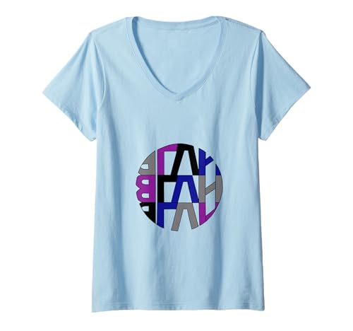 Damen Abstrakte Kunst Zeichnung Grafik Schrift Cool Urban Teenager T-Shirt mit V-Ausschnitt von Blah Statement Art Grafik Trend Jugend Urban Look