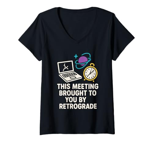 Damen Merkur Retrograde Survivor Funny Astrology Meme Zodiac T-Shirt mit V-Ausschnitt von Blame Mercury Retrograde Squad Witchcore Astrology