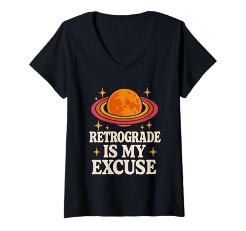 Damen Merkur Retrograde Survivor Funny Astrology Meme Zodiac T-Shirt mit V-Ausschnitt von Blame Mercury Retrograde Squad Witchcore Astrology