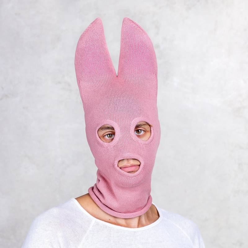 Pink Fledermaus Balaclava - Gestrickte Ski Maske Mit Fledermausohren von BlamoToys