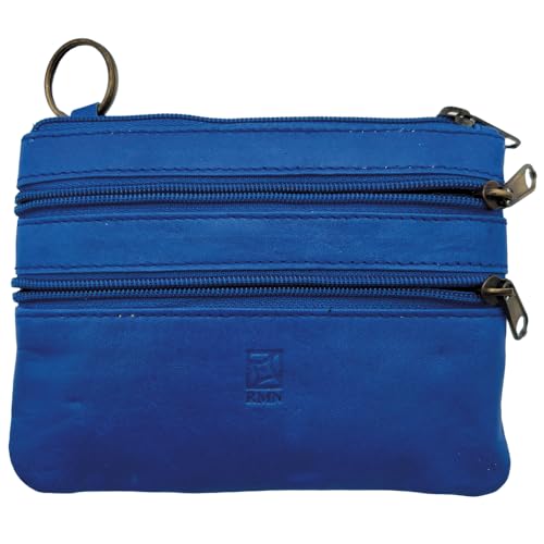 Blanck Kreditkartenetui aus Leder, Unisex, echtes Leder, mehrere Fächer, innen mit Ring. Für Handtasche oder Tasche. Entworfen in Spanien., Königsblau (AZUL ELÉCTRICO), 12 x 9 cm - 4 Cremalleras, von Blanck