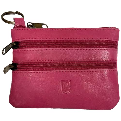 Blanck Kreditkartenetui aus Leder, Unisex, echtes Leder, mehrere Fächer, innen mit Ring. Für Handtasche oder Tasche. Entworfen in Spanien., fuchsia, 10,5 x 8 cm - 3 Cremalleras, geldbörsen von Blanck