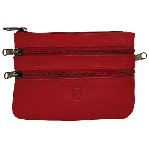 Blanck Kreditkartenetui aus Leder, Unisex, echtes Leder, mehrere Fächer, innen mit Ring. Für Handtasche oder Tasche. Entworfen in Spanien., rot, 12 x 9 cm - 4 Cremalleras, geldbörsen von Blanck