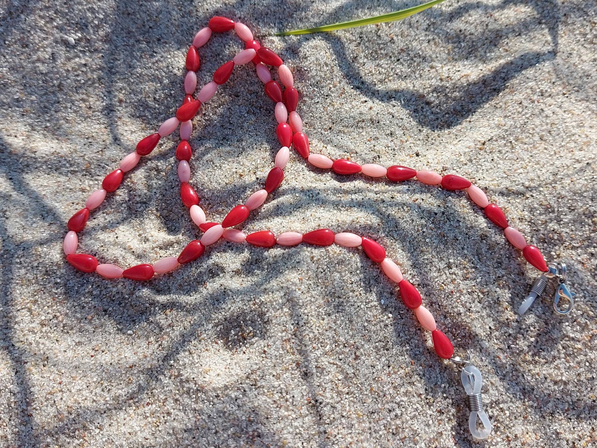 Brillenkette "Rot-Rosa Tropfen" von BlandineTaschenShop