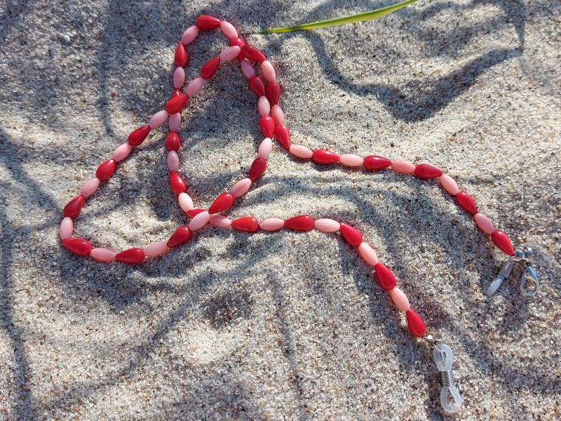 Brillenkette "Rot-Rosa Tropfen" von BlandineTaschenShop