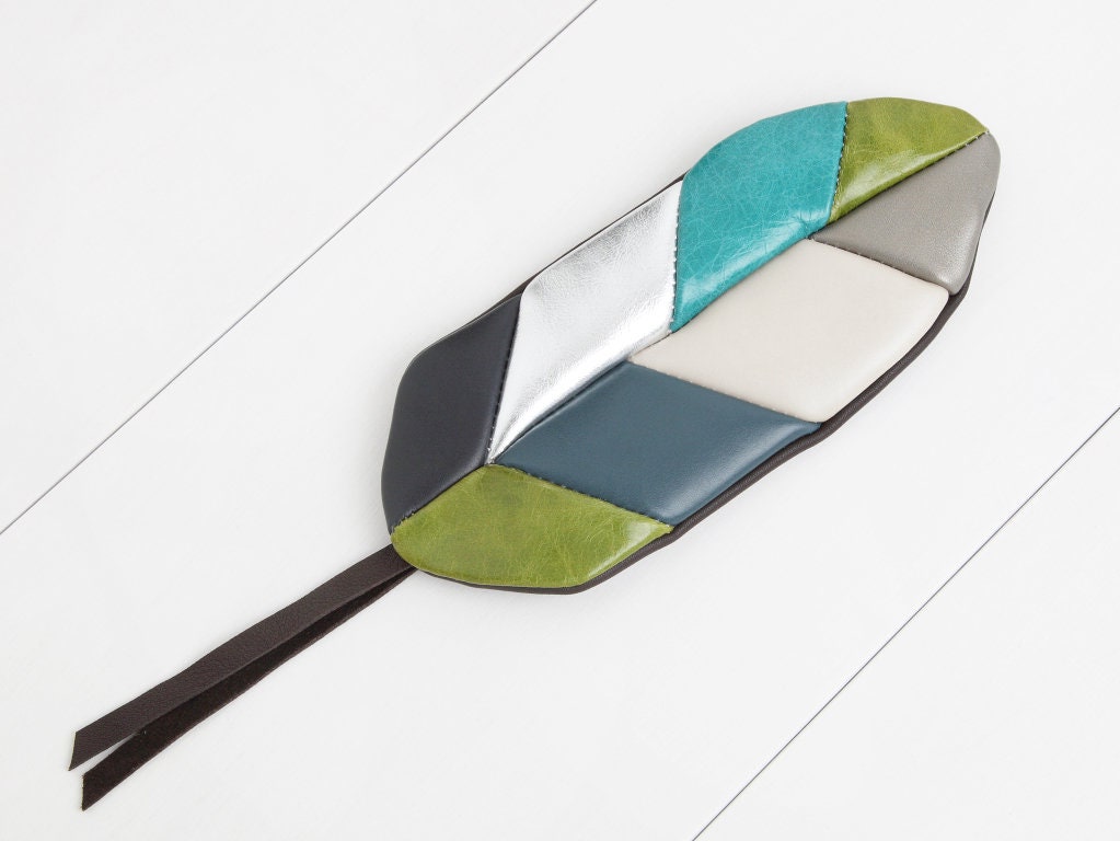 Federtasche "Grün-Türkis-Blau-Silber" von BlandineTaschenShop