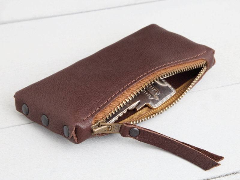 Leder Schlüsseltasche "Warmbraun-Rotbraun-Curry" von BlandineTaschenShop