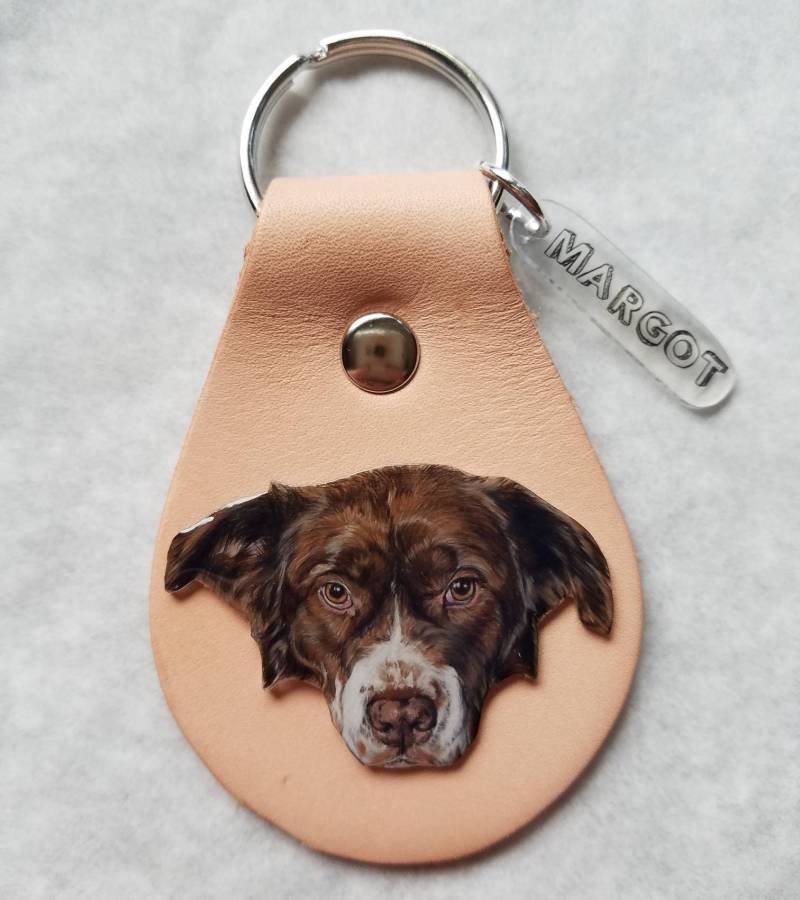 Personalisierter Leder Schlüsselanhänger Hunde Katzen Erinnerungsgeschenk Taschenanhänger von BlaseLou