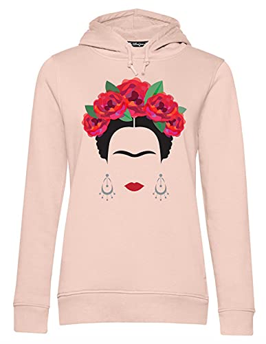 Blasfemus Sweatshirt mit Kapuze für Damen Frida Kahlo offizielle rote Rosen und Ohrringe, Soft-Rose, S von Blasfemus