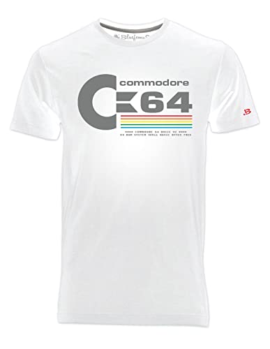 Blasfemus T-Shirt Herren Commodore 64 C64 80 Jahre Vintage Nerd, Weiß, Small von Blasfemus