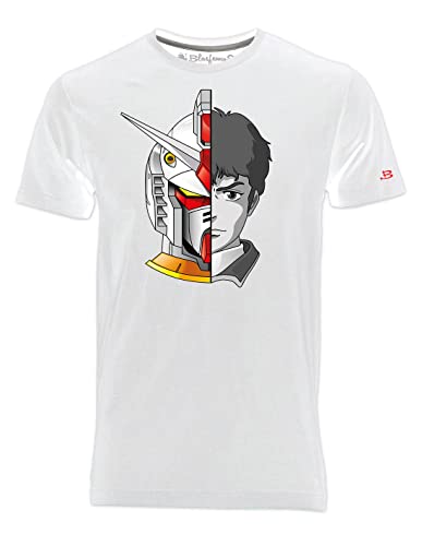 Blasfemus T-Shirt Herren Gundam Roboter Amuro Ray Cartoon 80er Jahre, Weiß, XL von Blasfemus