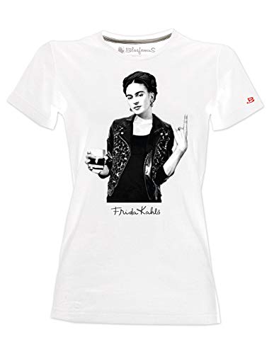 Frida Kahlo Offizielles T-Shirt für Damen, rockiger Stil, Weiß Medium Frida Kahlo Offizielles T-Shirt für Damen, rockiger Stil, Weiß Medium von Blasfemus