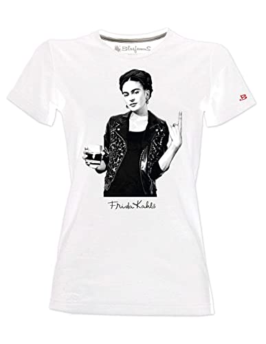 Frida Kahlo Offizielles T-Shirt für Damen, rockiger Stil, Weiß X-Large von Blasfemus