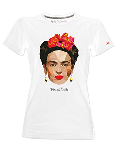 Frida Kahlo T-Shirt Offizier im polygonalen Stil - Weiß - M von Blasfemus