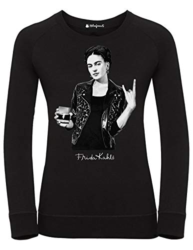 Frida Kahlo Sweatshirt für Damen, offizieller Rock-Stil, Schwarz , S von Blasfemus