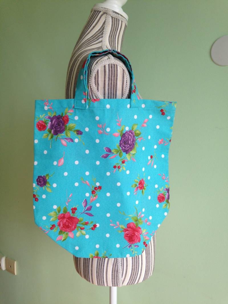 Frühling Shopper, Canvas Tasche, Floral Handtasche, Himmelblau Markttasche, Weiß Polka Dot Tragen Alles, Wiederverwendbare Baumwollbuch Frühling Shopper, Canvas Tasche, Floral Handtasche, Himmelblau Markttasche, Weiß Polka Dot Tragen Alles, Wiederverwendbare Baumwollbuch von BlastFromThePastBags