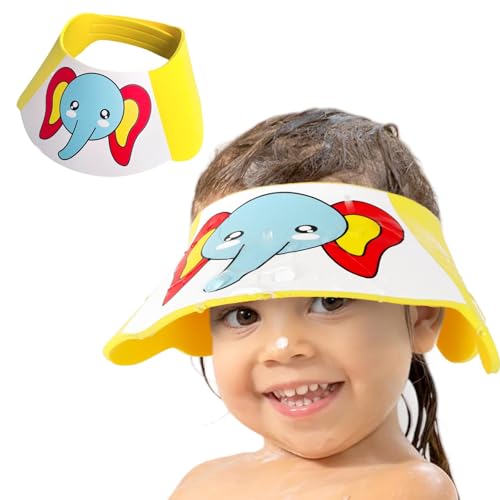 duschhaube kinder – verstellbarer Kinder-Bade-Visierhut zum，Weiche EVA-Material, Schützt Augen, Nase Ohren vor Wasser Shampoo – Perfekt für stressfreies Haarewaschen (Gelber Elefant) von BlauHaus