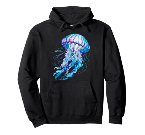 Quallen Kostüm Damen Watercolor Unterwasser Meerestiere Meer Pullover Hoodie von Blaue Nesselqualle Blue jellyfish Qualle Medusa