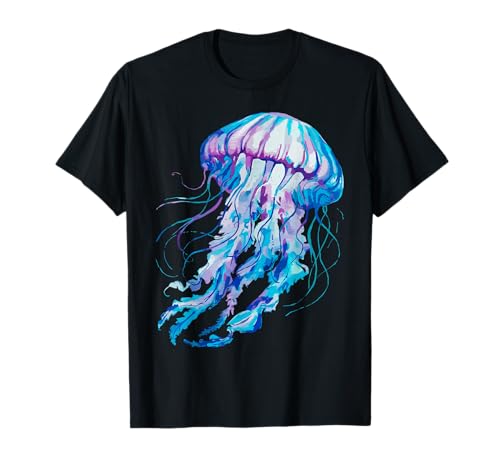 Quallen Kostüm Damen Watercolor Unterwasser Meerestiere Meer T-Shirt von Blaue Nesselqualle Blue jellyfish Qualle Medusa