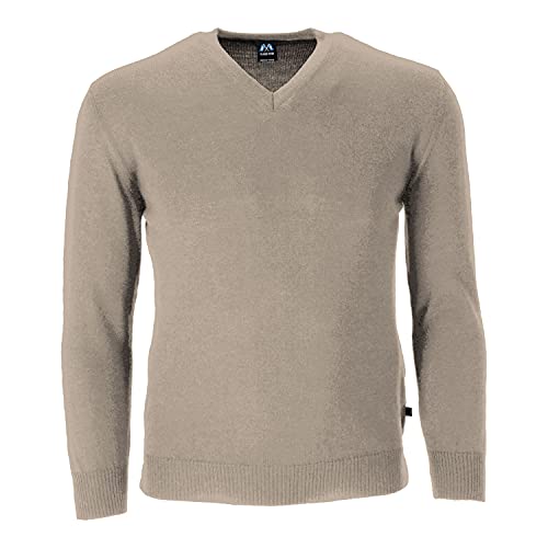 Blauer Peter - Leichter Merino-Pullover - Uni - V-Ausschnitt - Langarm - 10 Farben, Farbe:Beigemeliert, Größe:52 von Blauer Peter