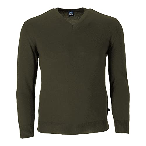 Blauer Peter - Leichter Merino-Pullover - Uni - V-Ausschnitt - Langarm - 10 Farben, Farbe:Oliv, Größe:52 von Blauer Peter