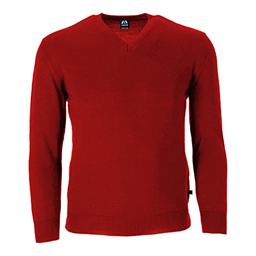 Blauer Peter - Leichter Merino-Pullover - Uni - V-Ausschnitt - Langarm - 10 Farben, Farbe:Rot, Größe:50 von Blauer Peter