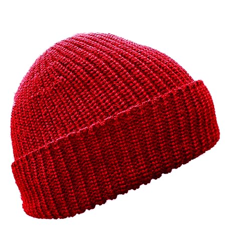 Blauer Peter - Strickmütze - Merino - Uni - 10 Farben, Farbe:Rot von Blauer Peter