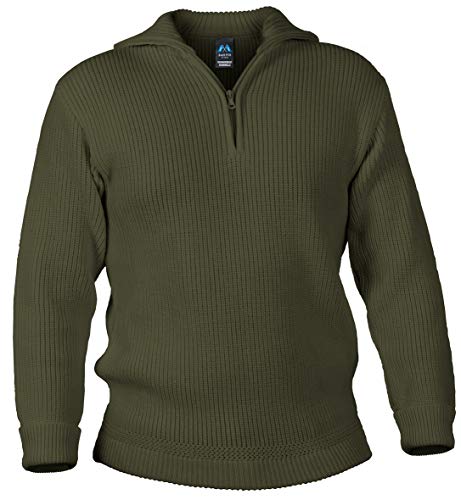 Blauer Peter - Merino Troyer - Pullover - 10 Farben, Farbe:Oliv, Größe:44 von Blauer Peter