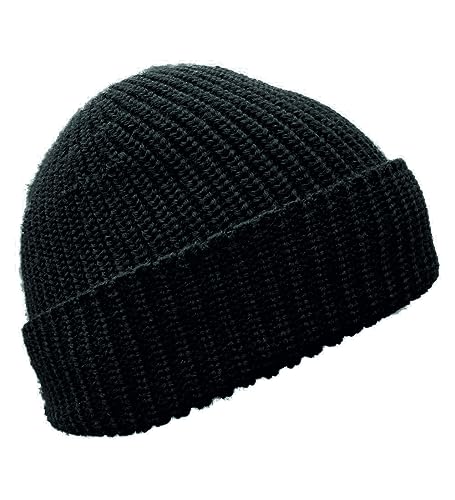 Blauer Peter - Strickmütze - Merino - Uni - 10 Farben, Farbe:Schwarz von Blauer Peter