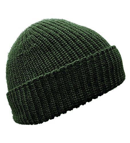 Blauer Peter - Strickmütze - Merino - Uni - 10 Farben, Farbe:Oliv von Blauer Peter