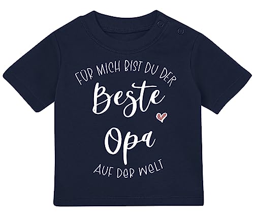 Baby Tshirt in Dunkelblau 0-36 Monate mit Druck T-Shirt mit Spruch Für Mich bist du der Beste Opa T-Shirt für Kleinkind 0, 1, 2, 3 Jahre von Blauer-Storch