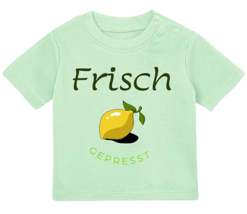 Baby Tshirt in Mint 0-36 Monate mit Druck T-Shirt mit Spruch Frisch gepresst! Motiv mit Zitrone T-Shirt für Kleinkind 0, 1, 2, 3 Jahre von Blauer-Storch