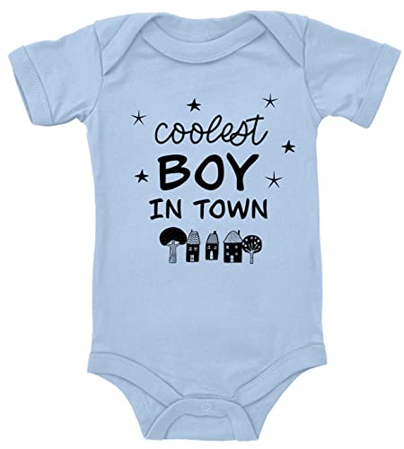 Blauer-Storch Baby Body Coolest Boy in Town Geschenk für Kleinkind Kurzarm Bio Baumwolle von Blauer-Storch