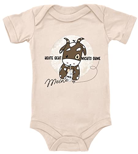 Blauer-Storch Baby Body Heute geht nichts ohne meine Milch Kuh Geschenk für Kleinkind Kurzarm Bio Baumwolle von Blauer-Storch