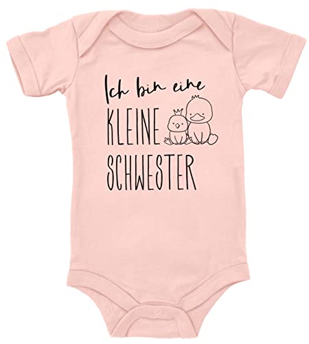 Blauer-Storch Baby Body Ich bin eine kleine Schwester Enten Krone Mädchen Geschenk zur Geburt zum Geburtstag für Kleinkind Kurzarm Bio Baumwolle von Blauer-Storch