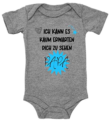 Blauer-Storch Baby Body Ich kann es kaum erwarten dich zu sehen Papa Geschenk zum Geburtstag für Kleinkind Kurzarm Bio Baumwolle von Blauer-Storch